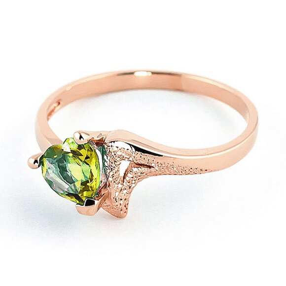 14k Rose Gold Heart Peridot Ring US Size 7 Made in USA Solid Gold Genuine Gem - Picture 4 of 14